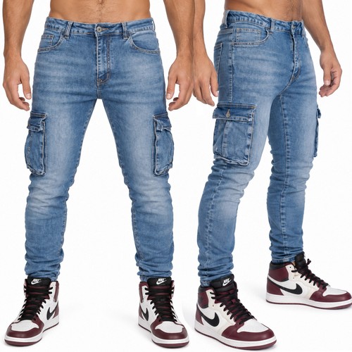 Jeans uomo cargo denim - jeans, chiaro