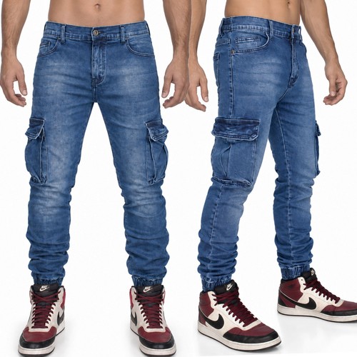 Jeans uomo cargo denim - jeans, tasche